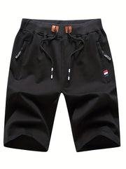 Men's Casual Solid Mid Stretch Elastic Waist Drawstring Shorts