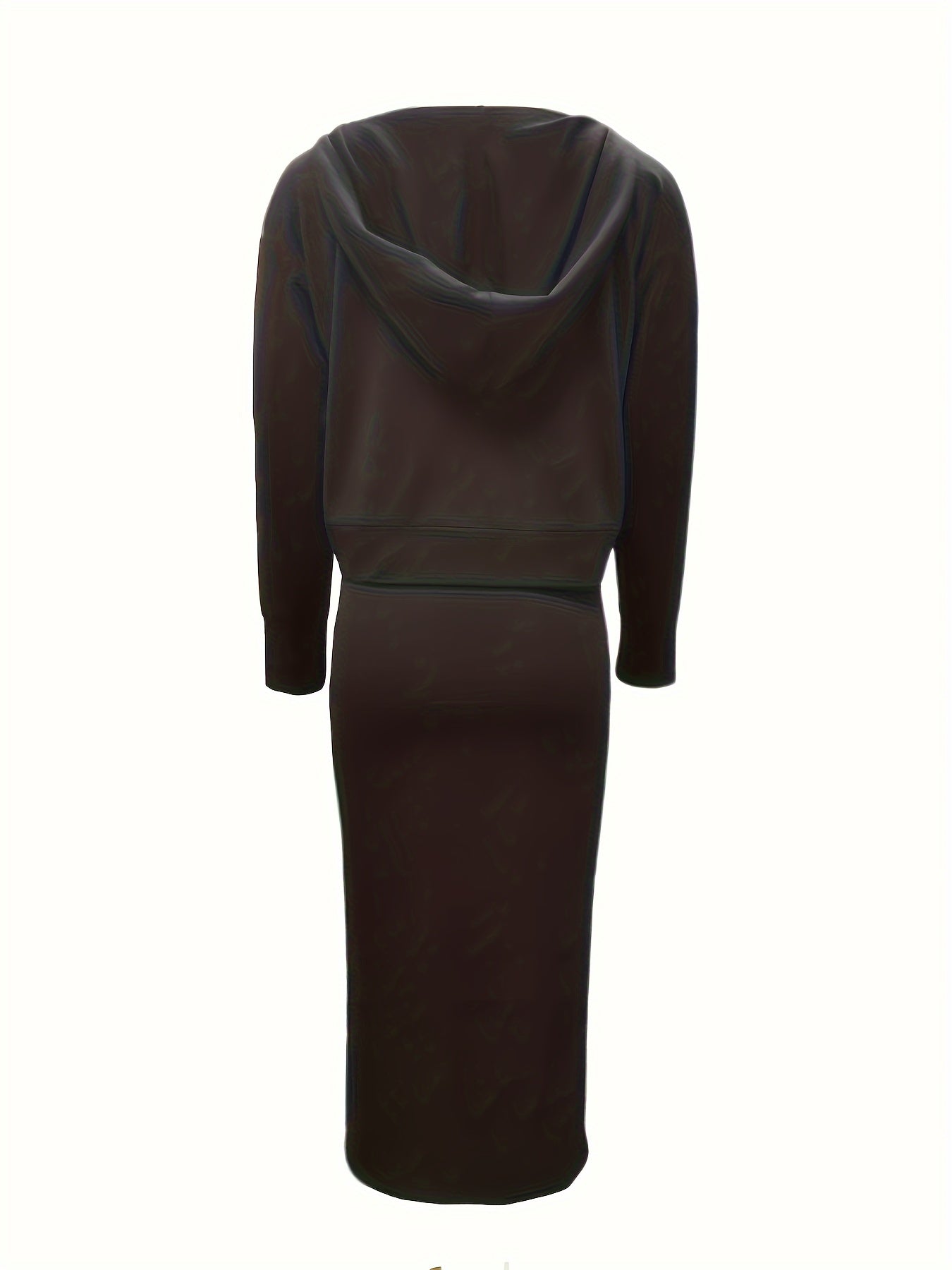  Solid V Neck Hoodie & Tank Dress Outfits Set
