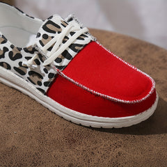 Leopard Printed Flat Loafers Canvas Shoes Casual Sneakers