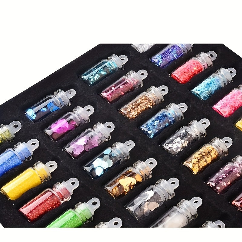 48 Bottle Glitter Powder Nail Art Flakes Decoration