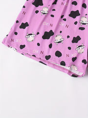 Women's Plus Cow Print Elastic Waist Home Shorts