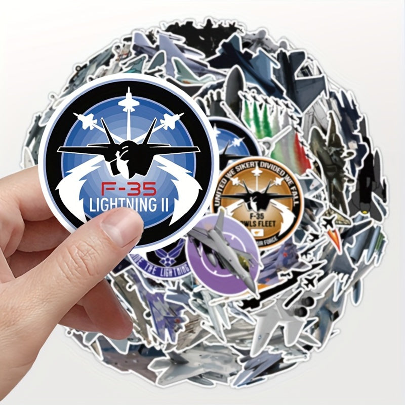 50pcs Fighter Plane Doodle Stickers Waterproof Vinyl Cartoon Stickers For Kids