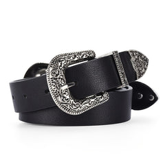 Fashionable Carved Buckle Belt Retro Double Buckle For Men And Women