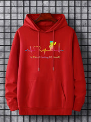 'Feeling Of Heart' Print Hoodie Hoodies For Men Men's Casual Pullover Hooded Swe