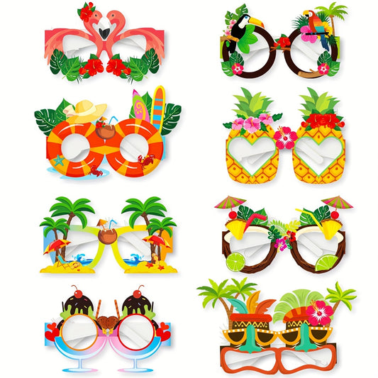 8pcs Luau Party Eyeglasses Bulk Beach Party Paper Glasses Favors Hawaiian Party