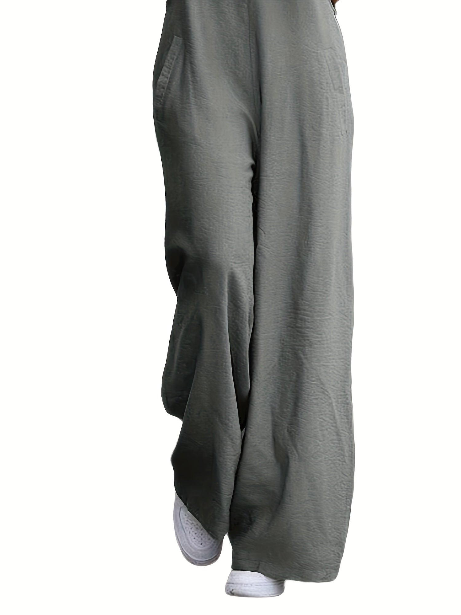 Solid Sleeveless Wide Leg Jumpsuit With Pockets