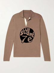 Men's Pattern Knit Polo Sweater - Casual V Neck Pullover for Winter
