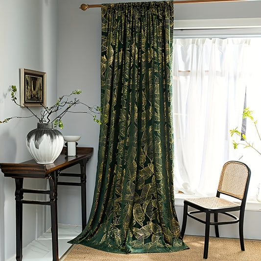 Velvet Green American Printed Blackout Curtains
