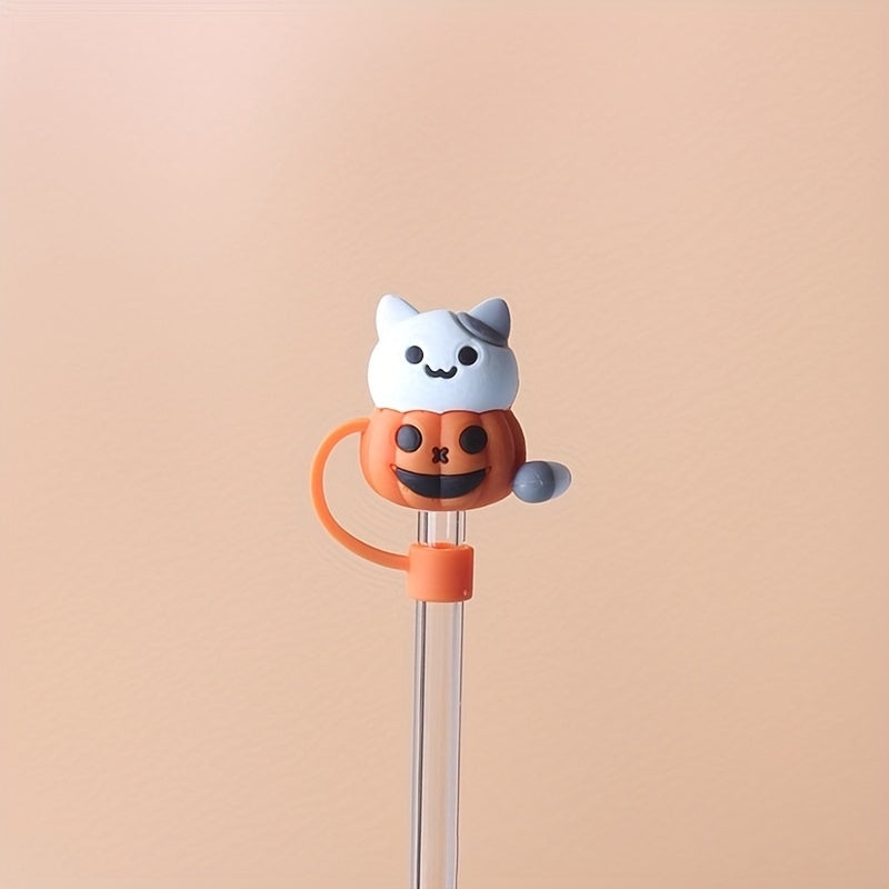 Christmas Silicone Straw Cover Straw Cap Reusable Santa Claus Halloween Tips