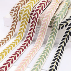 2 Yards Embroidery Ribbon Leaf Trim Sewing DIY Crafts Gift Packaging