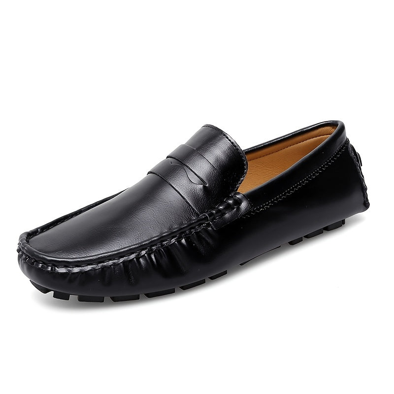 Women's Solid Flat Loafers Casual Comfortable PU Leather Non slip Slip On Shoes