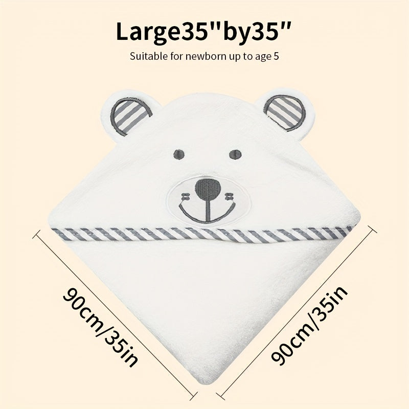 Hooded Baby Towels Soft Coral Fleece Bath Towel With Bear Ears