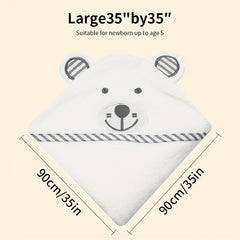 Hooded Baby Towels Soft Coral Fleece Bath Towel With Bear Ears
