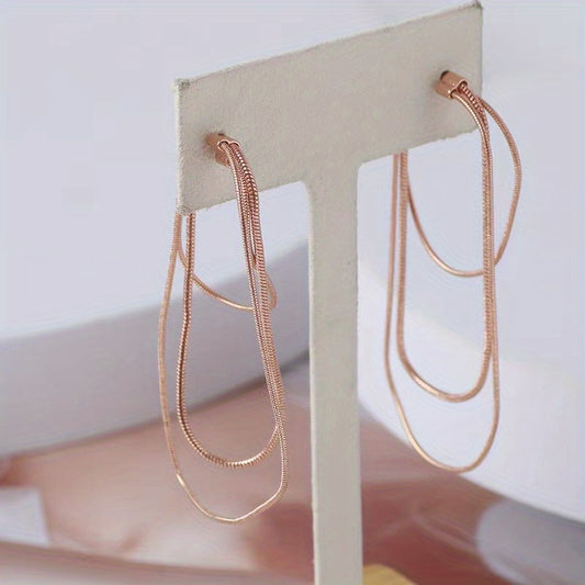 Vintage Multilayer Chain Dangle Earrings Retro Female Jewelry 1 Pair