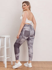 Women's Plus Camo Skinny Trousers High Rise Stretch Pants