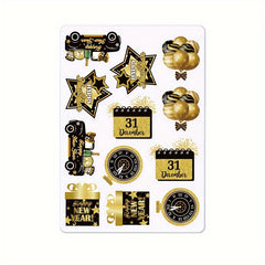 4pcs Happy Year Waterproof Tattoo Sticker Year's Party Glitter Decoration
