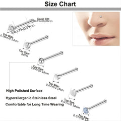 36 Pcs Titanium Steel Nose Piercing Jewelry Set Unisex