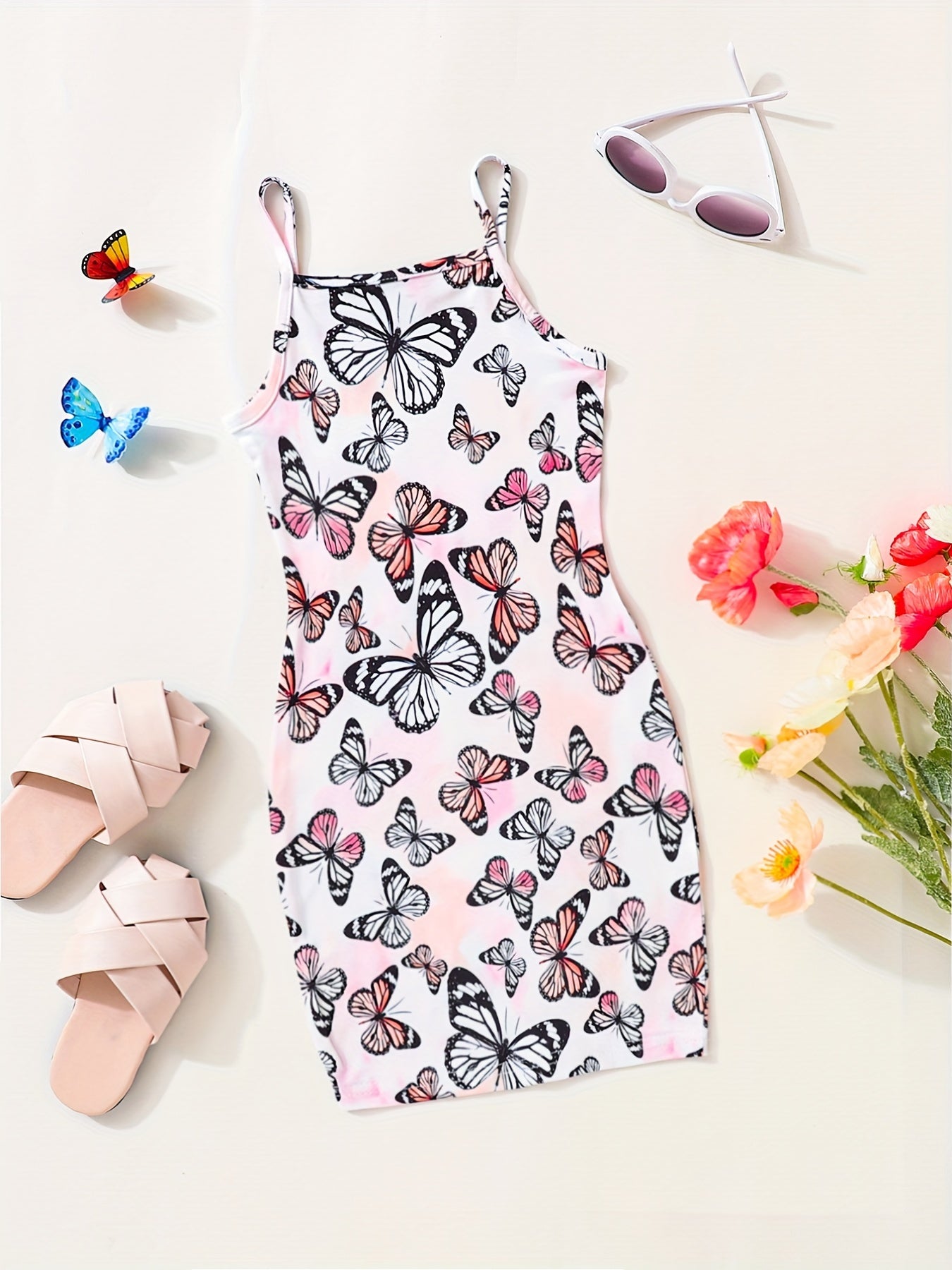 Girls Butterfly Tie Dye Cami Dress for Party Holiday