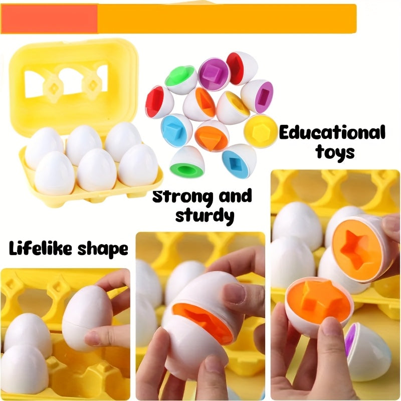6-in-1 Colorful Sensory Learning Eggs Toy for Kids 10M+