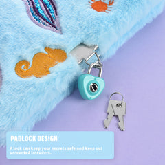 Mermaid Plush Notebook Set with Pen & Lock