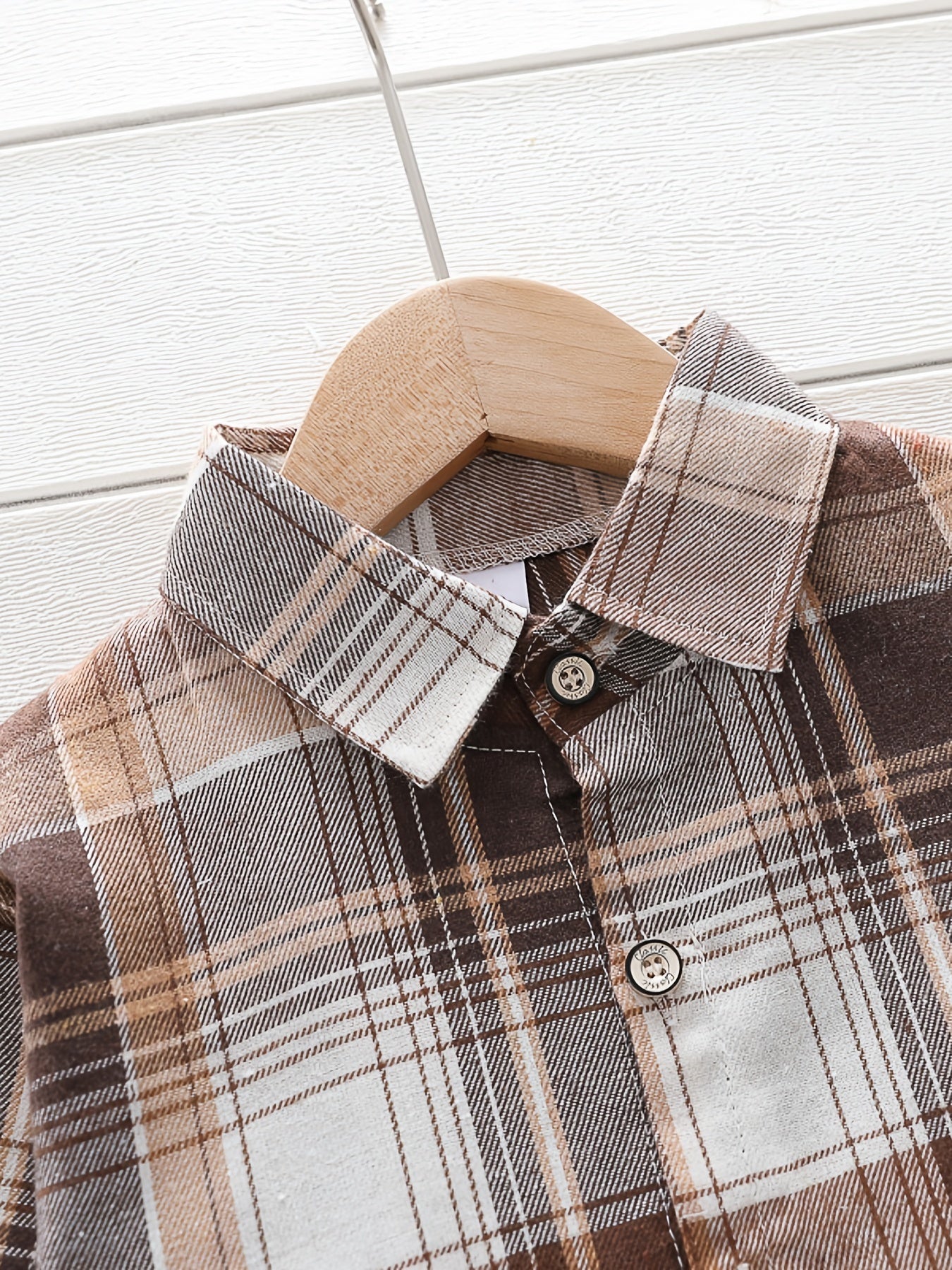 Boys Plaid Lapel Shirts Long Sleeve Button Down Tops Spring Fall Outwear