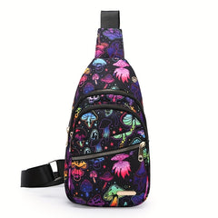 Floral Pattern Sling Backpack Chest Bag Oxford Cloth Crossbody Bag