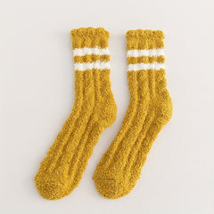 4 Pairs Striped Fuzzy Socks for Women
