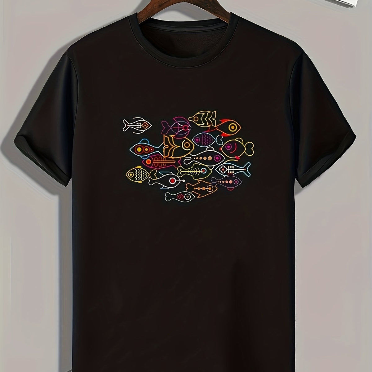 Fish Print Men's Graphic T shirt Casual Tee For Summer