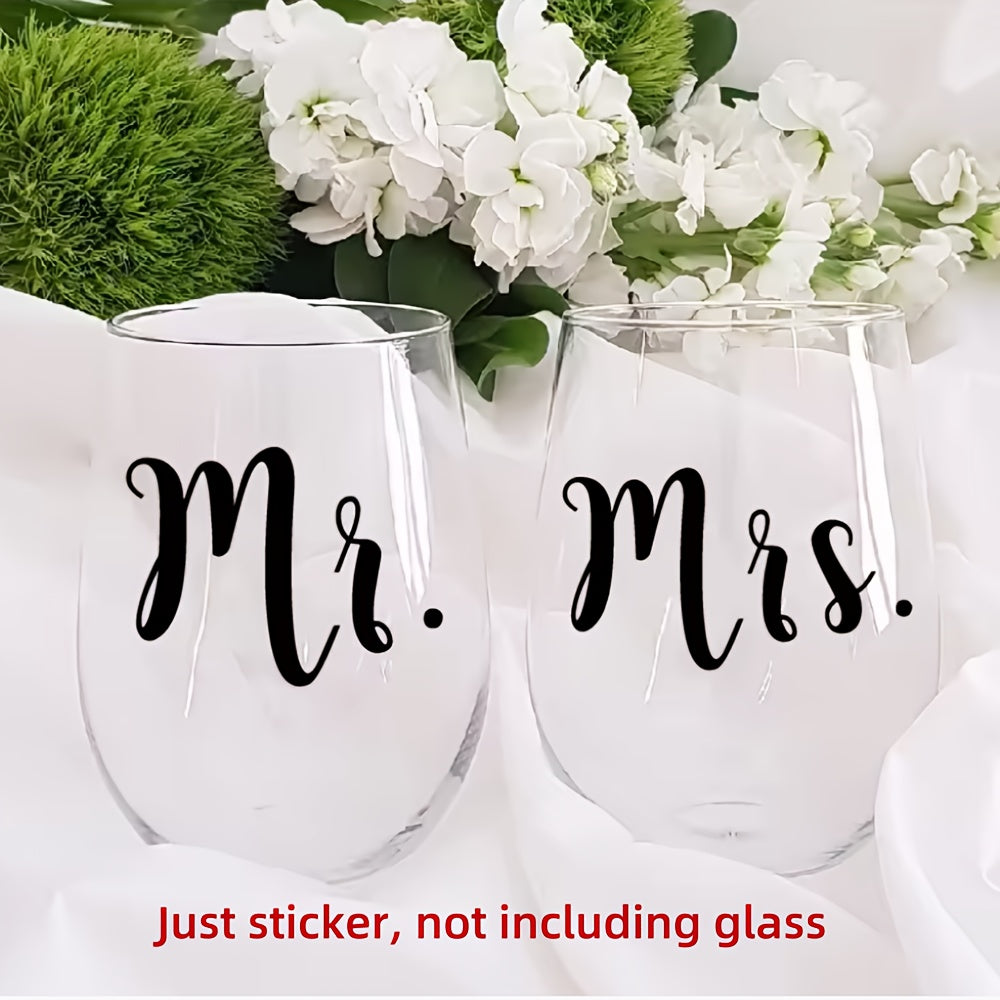 Mr & Mrs Wine Glass Decorations with Vinyl Stickers