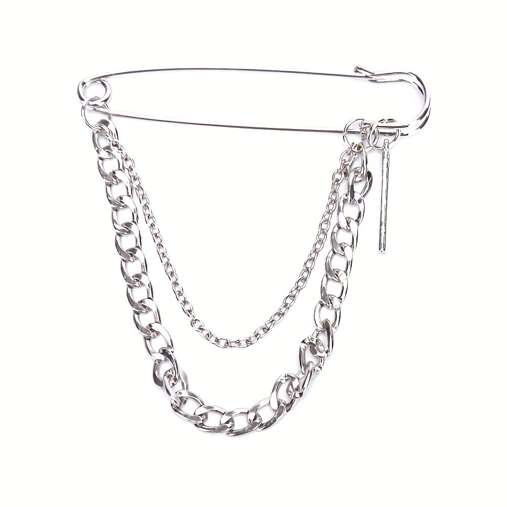 Classic Tassel Chain Pin Brooch Punk Hip Hop Jewelry