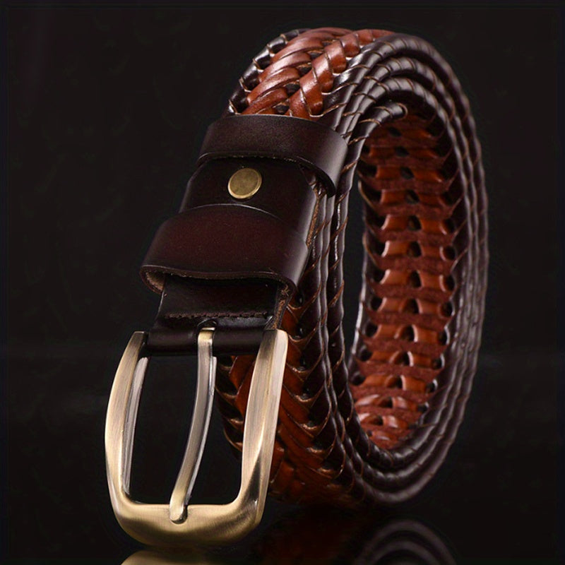 Two Layer Cowhide Leather Belt Handwoven Stylish Trouser Leather Belt