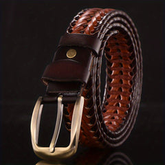 Two Layer Cowhide Leather Belt Handwoven Stylish Trouser Leather Belt