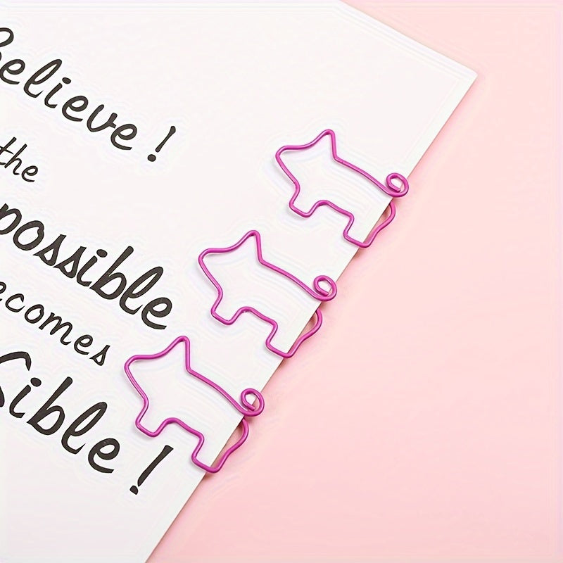 20pcs Pink Piggy Paper Clip Animal Shape Bookmark
