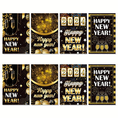 8pcs Happy Year Bottle Sticker Party Decoration