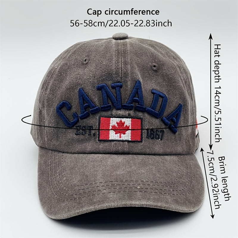 Canada Maple Leaf Baseball Cap Vintage Embroidered Washed Distressed Dad Hats