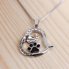 Heart Shaped Paw Pendant Necklace - Ideal Gift for Women