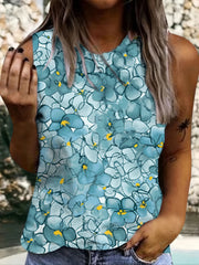 Women's Floral Print Tank Top Sleeveless Crew Neck Casual Top