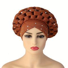 Braided Turban Cap Rhinestone Head Wrap Bonnet Beanie Head Scarf Chemo Hats