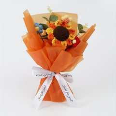 1pc Crochet Wool Eternal Flower Sunflower Bouquet Gift Handicraft