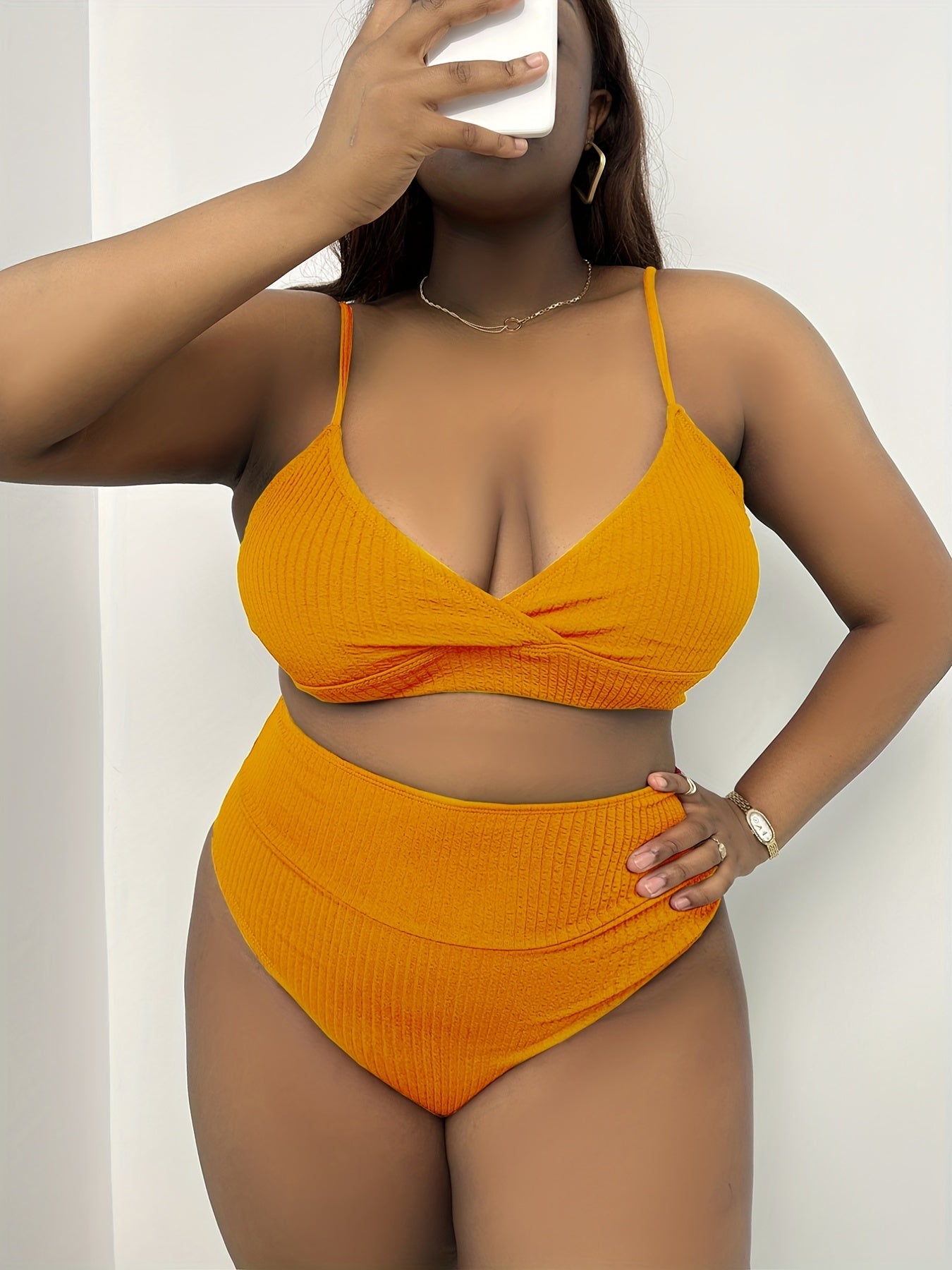  Ribbed Wrap Top & High Rise Panty Bikini Set