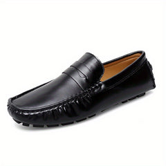 Women's Solid Flat Loafers Casual Comfortable PU Leather Non slip Slip On Shoes