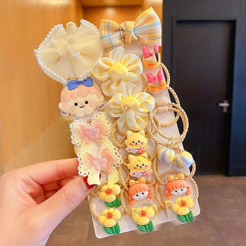 20pcs Girls Cartoon Hair Ties Set Holiday Gift