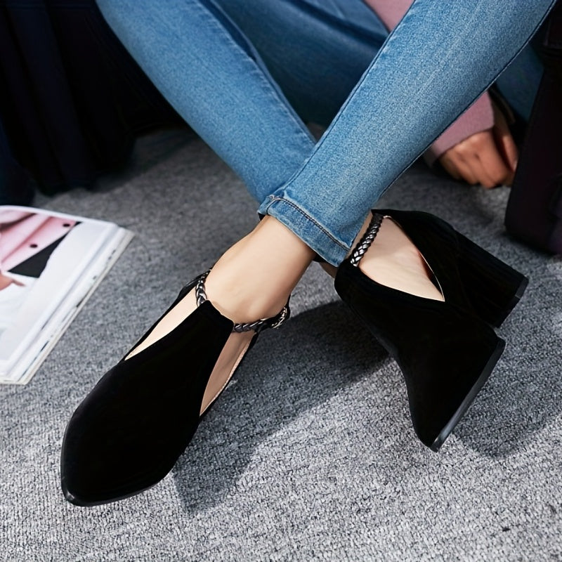 Women's Block Heeled Pumps Pointed Toe Cut out High Heels