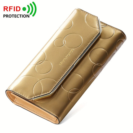 Women's Patent Leather Clutch Wallet Snap Closure