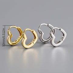 Heart Shaped Hoop Huggie Earrings 925 Silver Plated Ear Buckle Gift