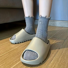 5 Pairs Ripped Solid Socks Women's Mid Tube Stockings