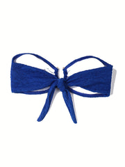 Solid Bandeau Tie Back Bikini Top