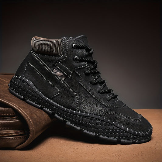 Men's Casual Stitch Solid Low Top Lace-up Boots