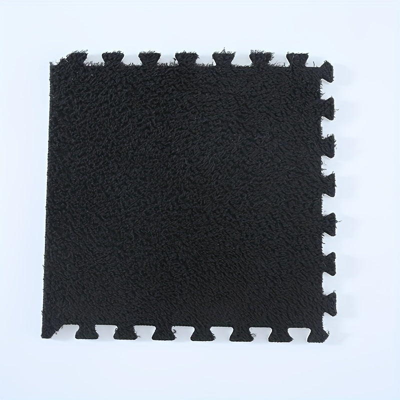 12pcs Plush Puzzle Floor Mat Interlocking Carpet Fluffy Rug