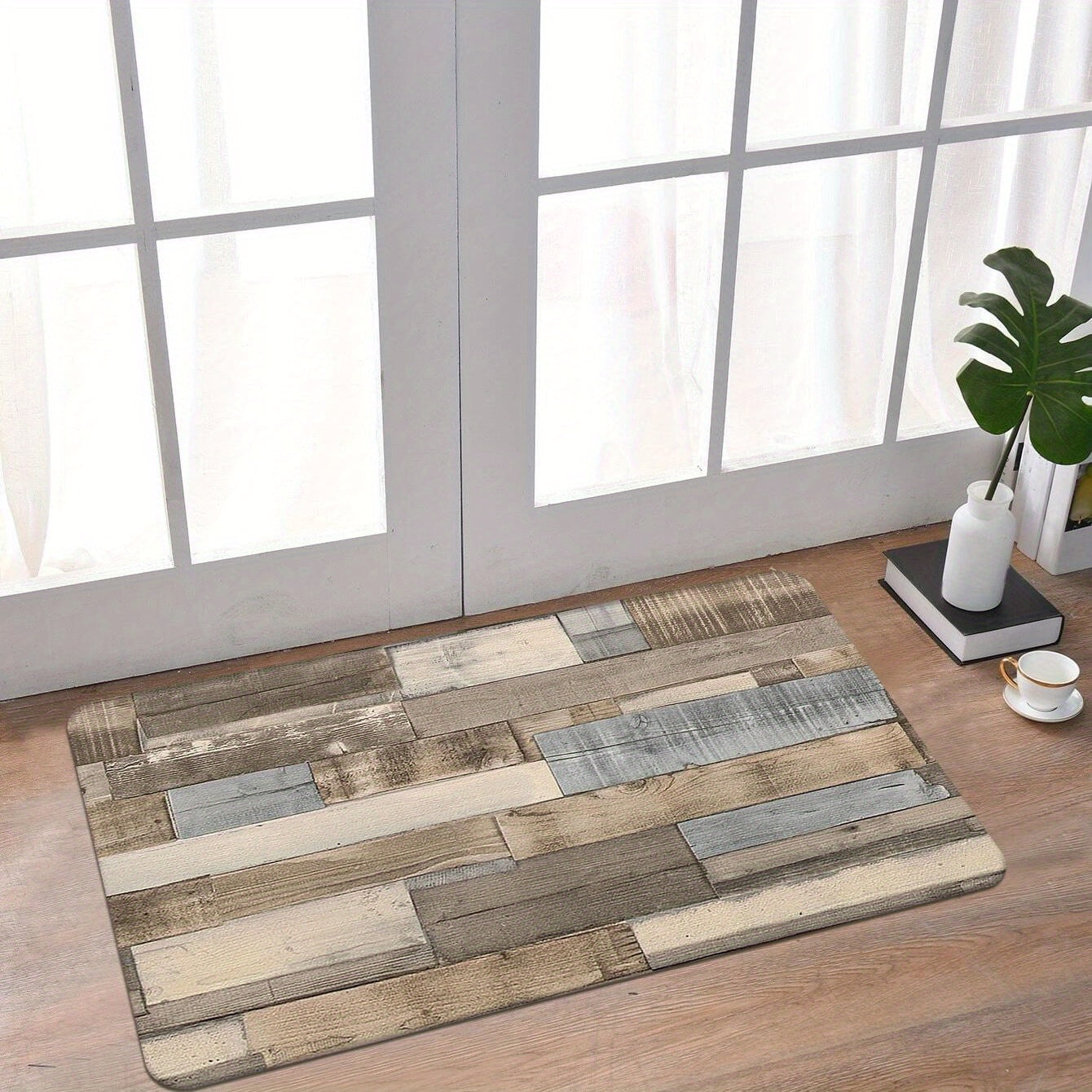 Wood Print Floor Mat Modern Home Rug Indoor Carpet Non Slip Kitchen Mat